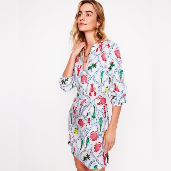 Boden Dresses & Skirts - Boden Cleo Linen Dress in Tropical Bonanza Vine White Red Green Yellow Size 4